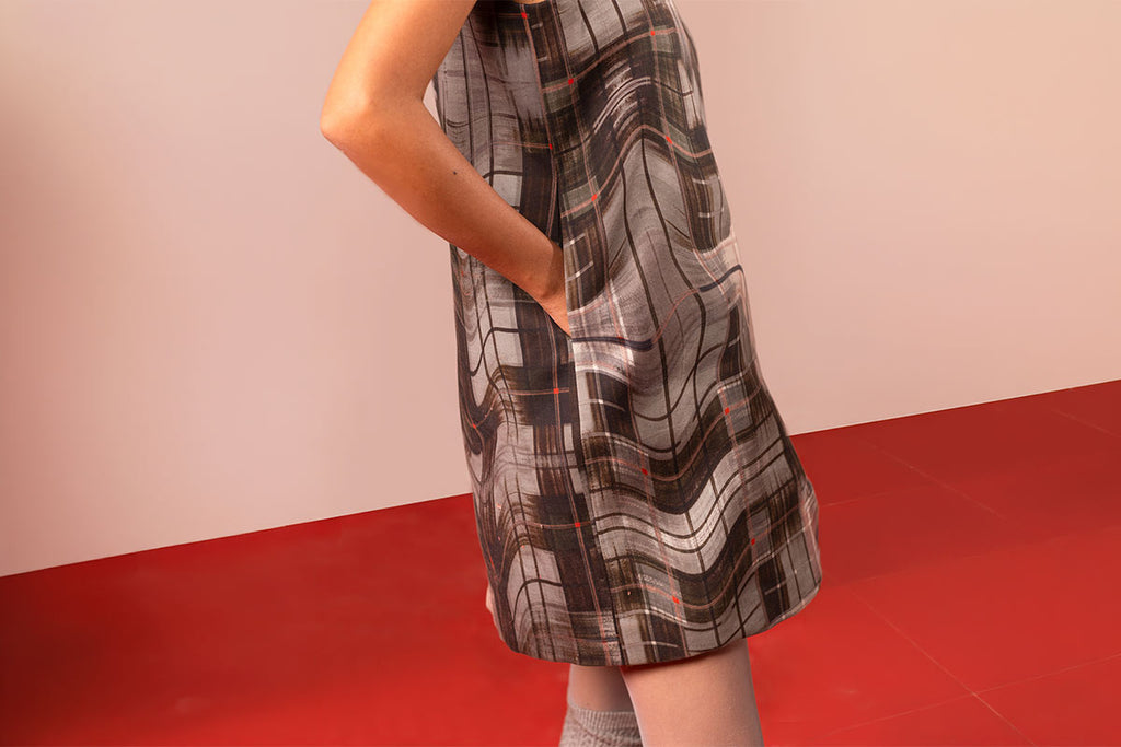 Liquid Checks Shift Dress
