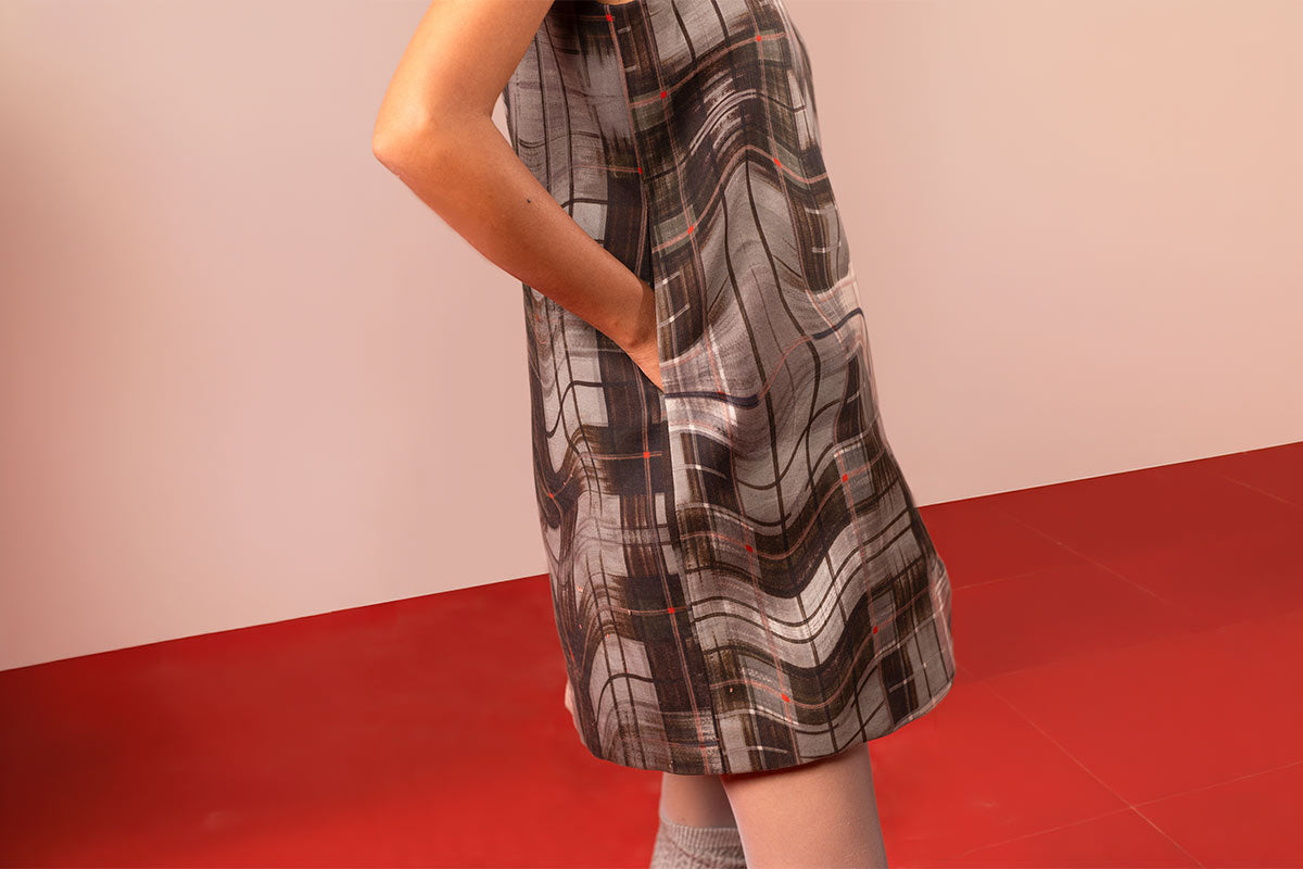 Liquid Checks Shift Dress