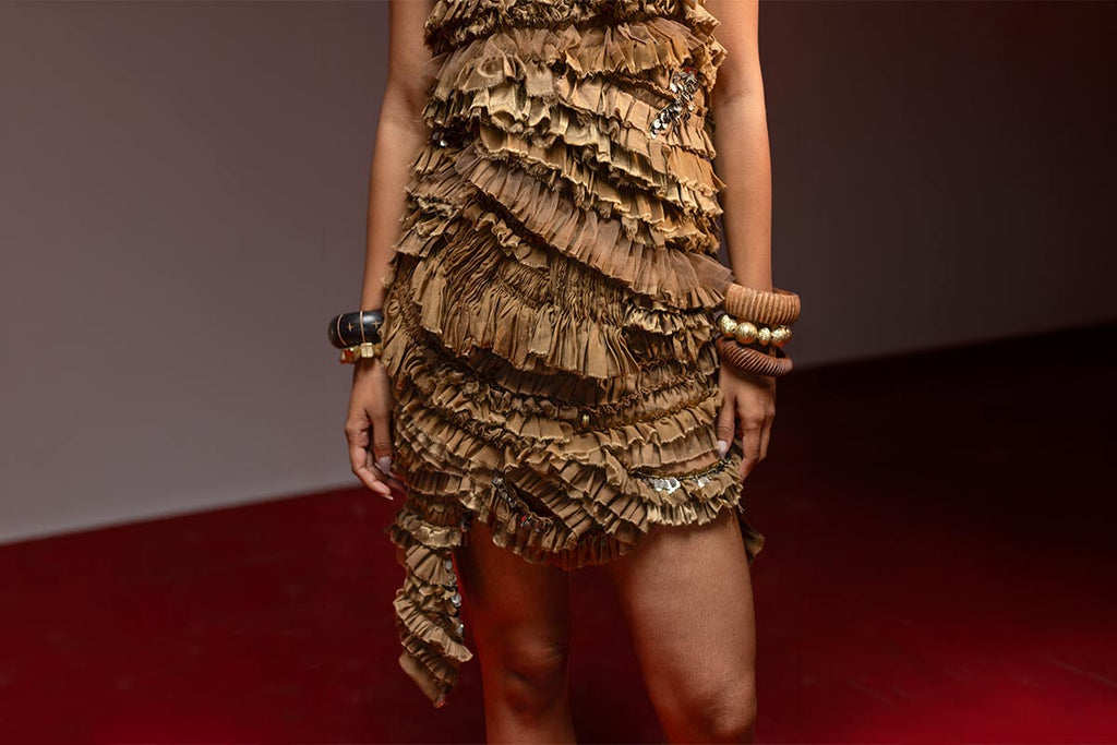 Khaki Frill Dress