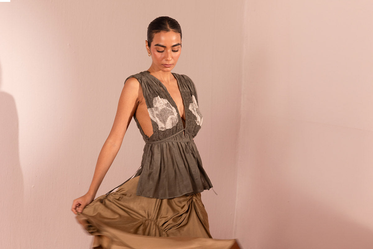 Twin Rose Ruche Blouse