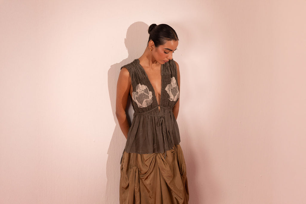 Twin Rose Ruche Blouse